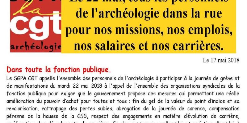 le 22 mai,tous les personnels de l’archéologie dans la rue!