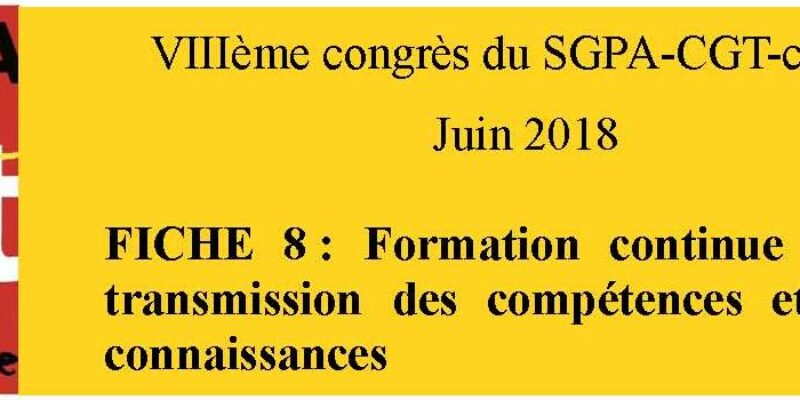 document d’orientation sgpa-cgt: fiche 8 formation et transmission