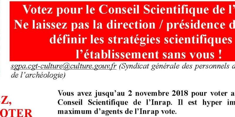 élections au Conseil Scientifique de l’Inrap nov.2018