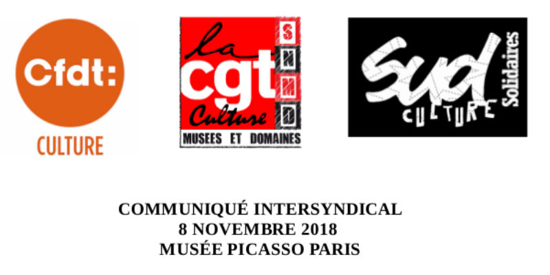 CT exceptionnel MUSÉE PICASSO PARIS – COMMUNIQUÉ INTERSYNDICAL 8 NOVEMBRE 2018