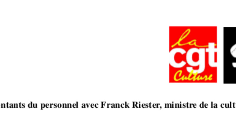 Entretien des représentants du personnel avec Franck Riester, ministre de la Culture, le 17 mai 2019.