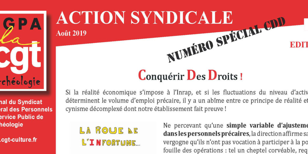 Inrap- Action Syndicale Août 2019