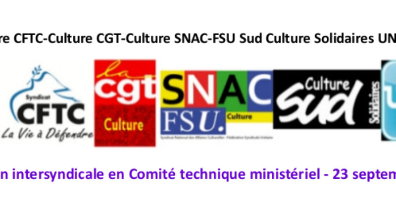 Déclaration intersyndicale en Comité technique ministériel – 23 septembre 2019