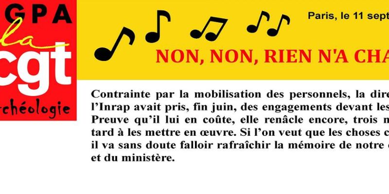 INRAP: Non, Non, rien n’a changé!