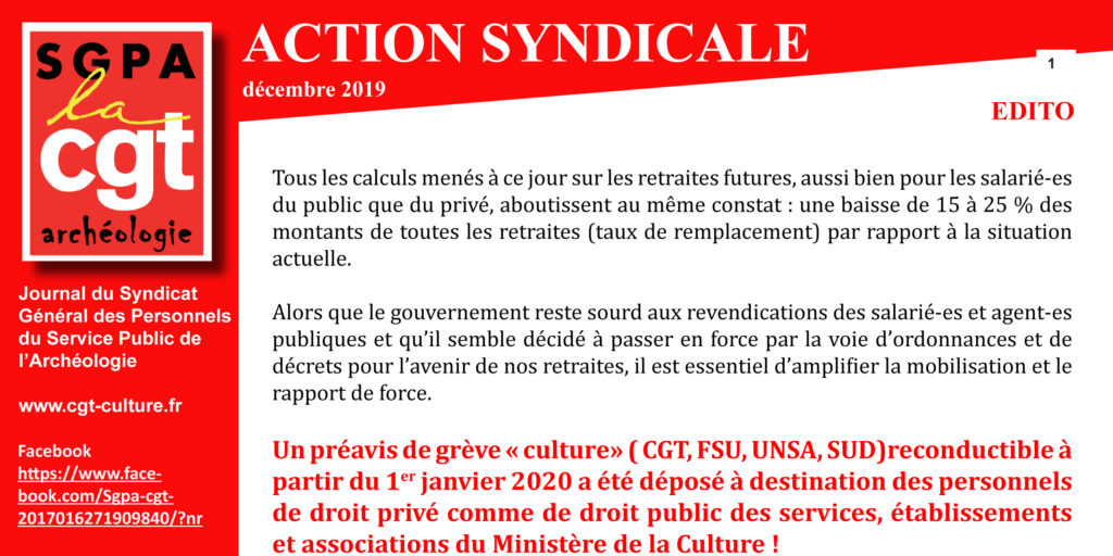 Inrap – Action Syndicale Décembre 2019