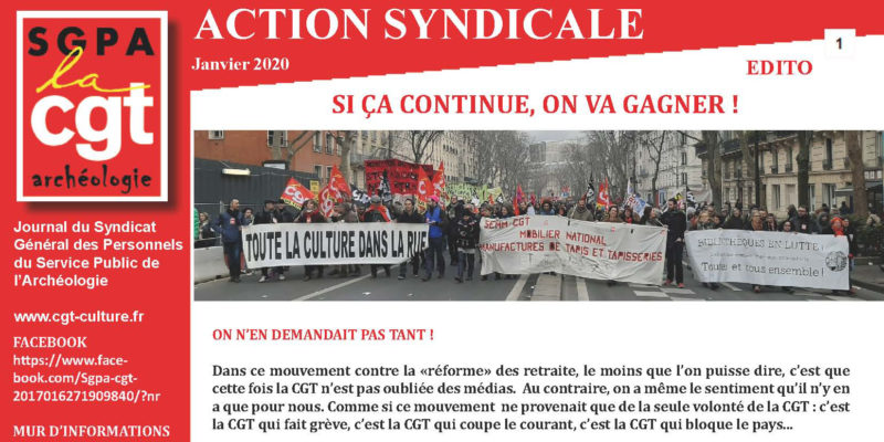 Archéo – ACTION SYNDICALE janvier 2020 – Si ça continue, on va gagner !