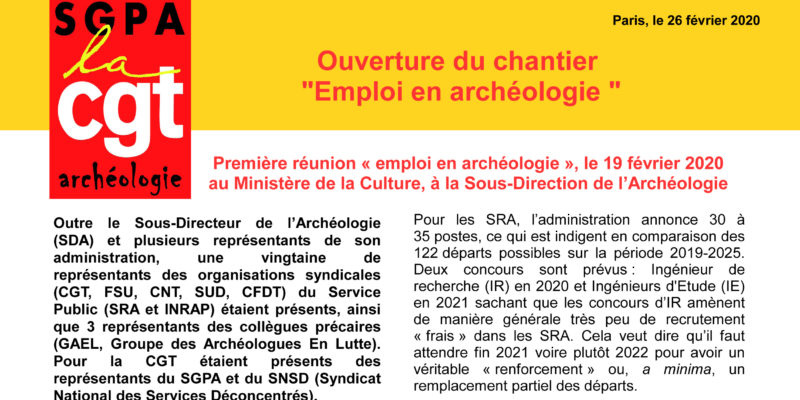 Archéo – Ouverture du chantier « Emploi en archéologie « 