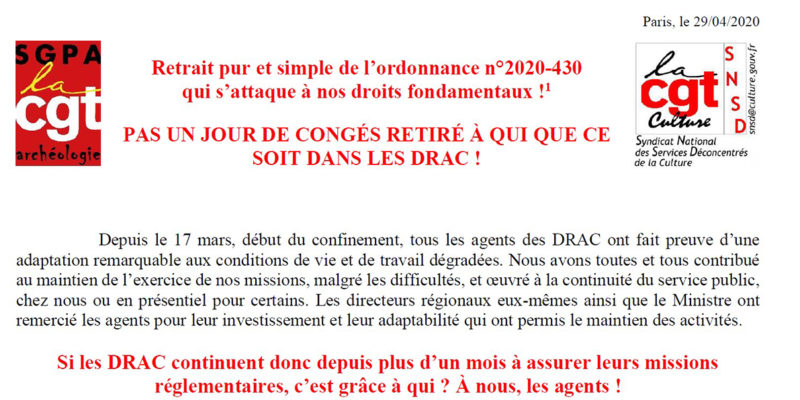 DRAC-Ordonnance relative aux RTT et Congés