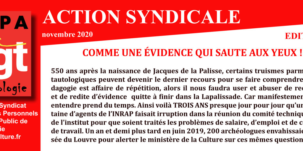 Inrap – Action Syndicale novembre 2020