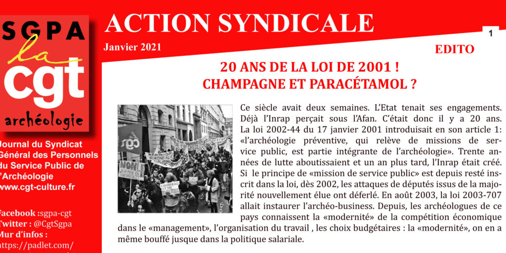 ARCHEO – ACTION SYNDICALE JANVIER 2021