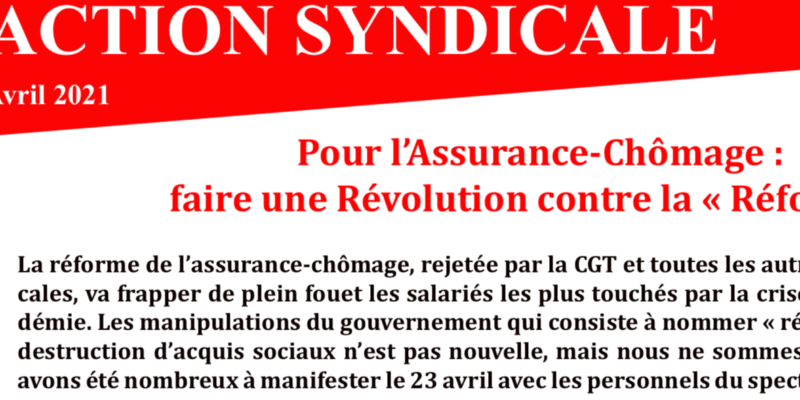 ARCHEO – ACTION SYNDICALE AVRIL 2021 – SGPA-CGT