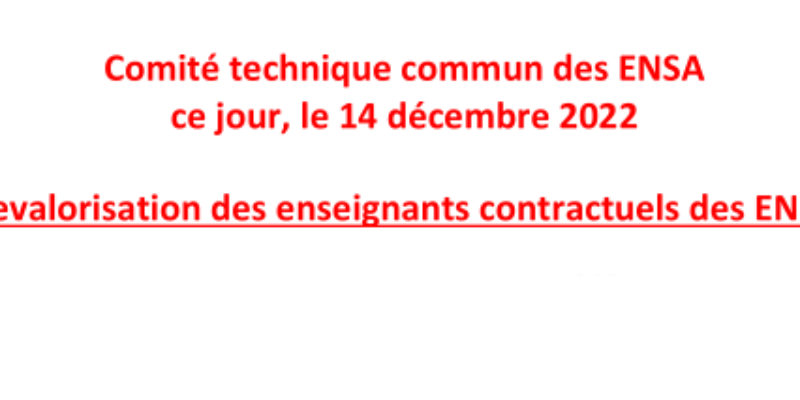 Revalorisation des enseignants contractuels des ENSA