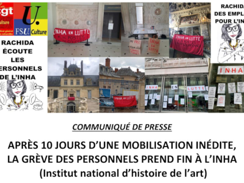 Après 10 jours d’une mobilisation inédite, la grève des personnels prend fin à l’INHA