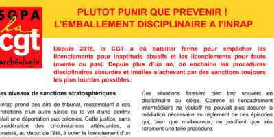 PLUTOT PUNIR QUE PREVENIR ! L’EMBALLEMENT DISCIPLINAIRE A l’INRAP