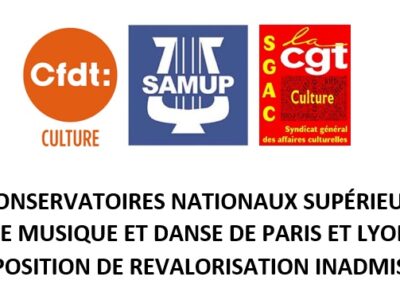 CONSERVATOIRES NATIONAUX SUPÉRIEURS DE MUSIQUE ET DANSE DE PARIS ET LYON : PROPOSITION DE REVALORISATION INADMISSIBLE