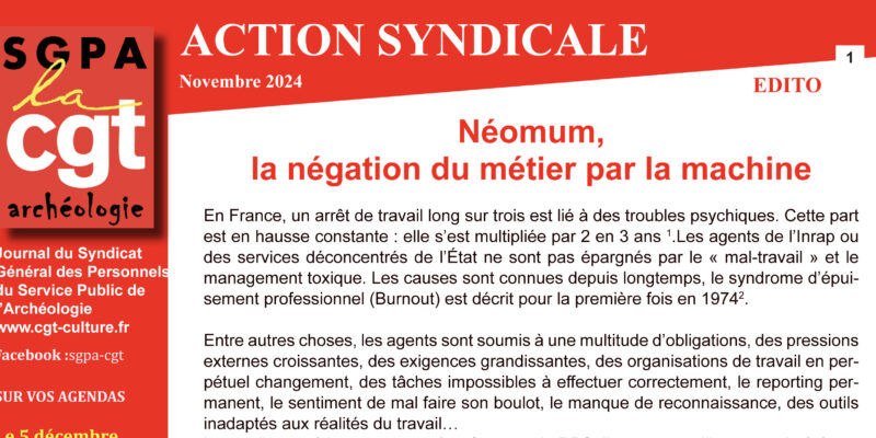 Archéo – Action Syndicale Novembre 2024