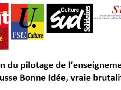 Nouvelle organisation du pilotage de l’enseignement supérieur culture : Fausse Bonne Idée, vraie brutalité !