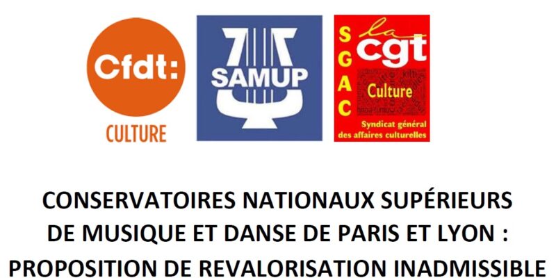 CONSERVATOIRES NATIONAUX SUPÉRIEURS DE MUSIQUE ET DANSE DE PARIS ET LYON : PROPOSITION DE REVALORISATION INADMISSIBLE